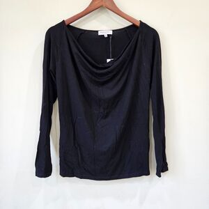 Michael Stars Luxe Jersey Shirt Black XS Capsule Boat Neck Staple Ellen Drape